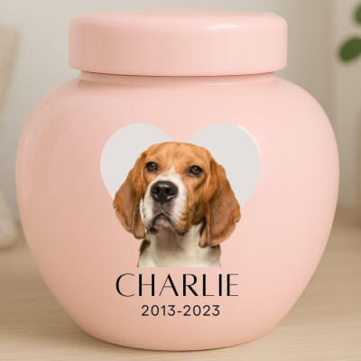 Custom Ceramic Dog Urn with Photo –...