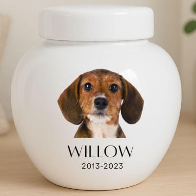 Custom Ceramic Dog Urn with Photo –...