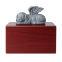 Personalised Wooden Dog Urn Box with Angel Dog Statue –  Pet Cremation Urn for Ashes with Name, Dates & Tribute