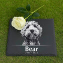 Personalised Square Dog Grave Marker with Photo – Slate Pet Memorial Garden Plaque with Name & Dates