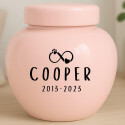 Custom Ceramic Dog Urn – Personalised Pet Cremation Urn for Ashes with Name, Dates & Eternal Love Design