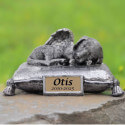 Sleeping Angel Dog Memorial Urn with Elegant Cursive Name & Dates – Outdoor Resin Grave Marker & Pet Ashes Holder for Garden Dis