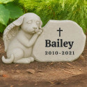 Personalised Dog Angel Memorial Headstone with Name & Dates – Weatherproof Resin Grave Marker for Garden Display